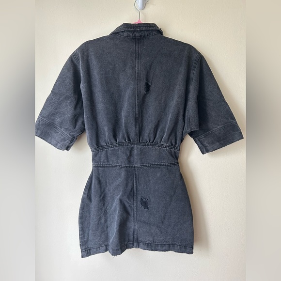Distressed Denim Zip-Up Mini Dress - Picture 5 of 7